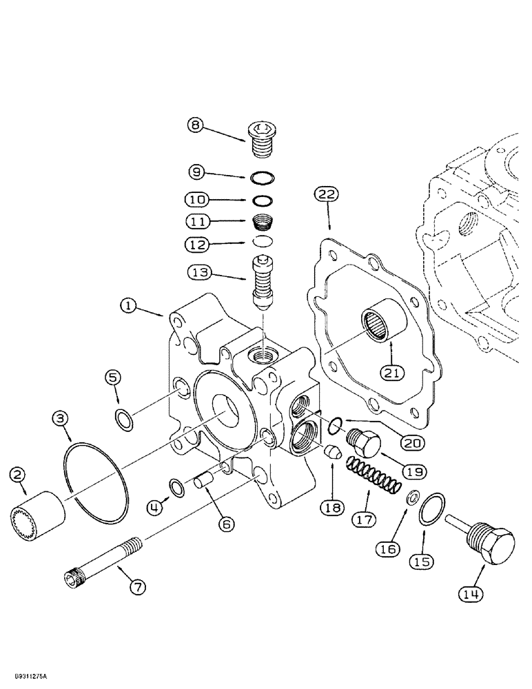 Схема запчастей Case 1838 - (6-14) - TANDEM PUMP ASSEMBLY REAR DRIVE PUMP END CAP & RELIEF VALVES (06) - POWER TRAIN