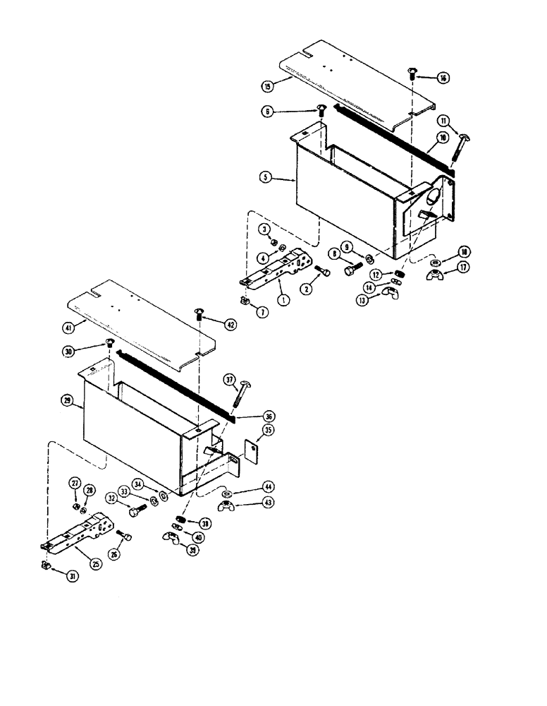 Схема запчастей Case 580 - (68) - BATTERY BOX - WITH MECHANICAL SHUTTLE (55) - ELECTRICAL SYSTEMS