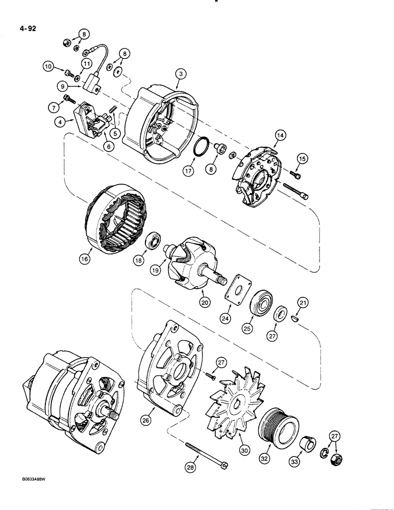 Схема запчастей Case 580K - (04-092) - ALTERNATOR (04) - ELECTRICAL SYSTEMS