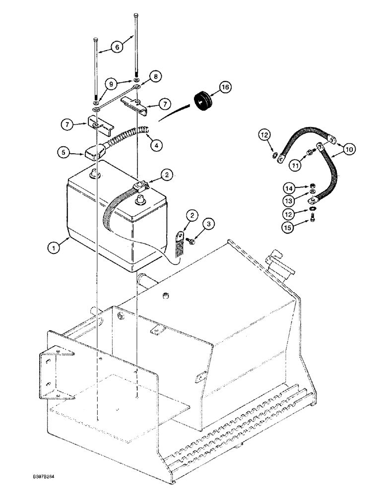 Схема запчастей Case 570LXT - (4-012) - BATTERY AND BATTERY CABLES, MODELS WITHOUT COLD START (04) - ELECTRICAL SYSTEMS