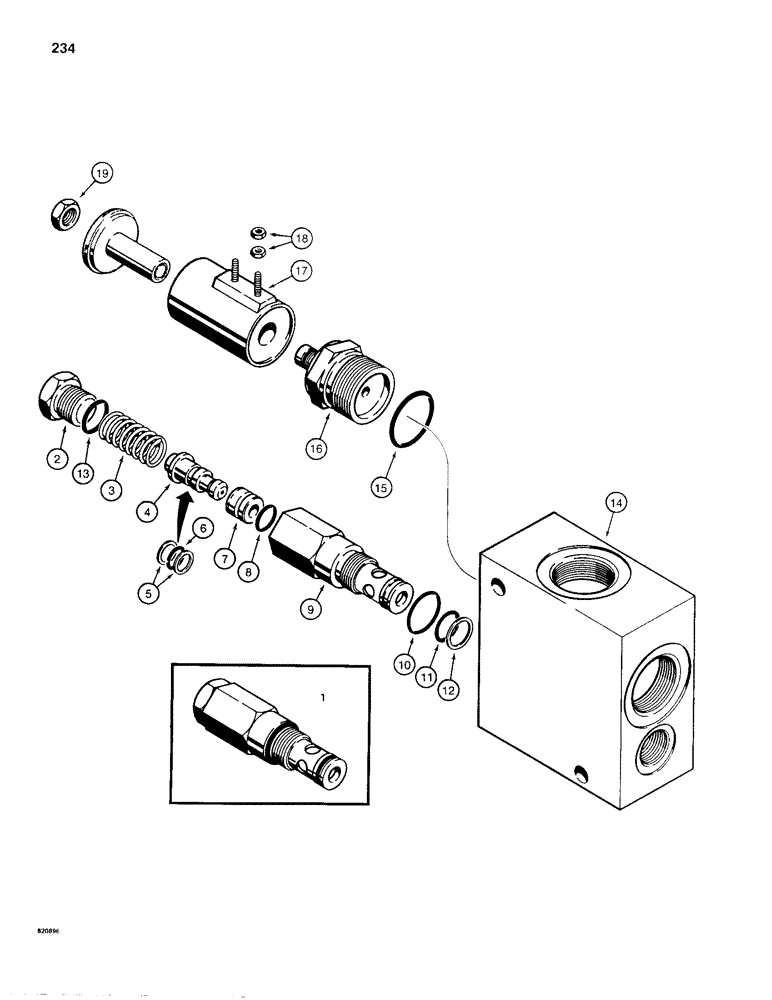 Схема запчастей Case 680H - (234) - L104686 SOLENOID RELIEF (08) - HYDRAULICS