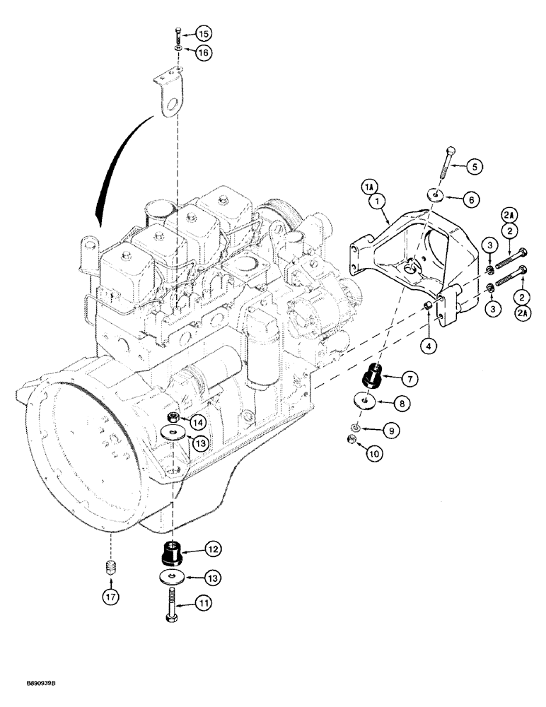 Схема запчастей Case 580SK - (2-18) - ENGINE MOUNTING (02) - ENGINE