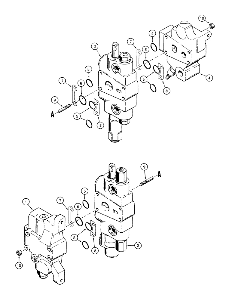 Схема запчастей Case 580SK - (8-316) - LOADER CONTROL VALVE 2 SPOOL, NOT FOR PRESTIGE (08) - HYDRAULICS