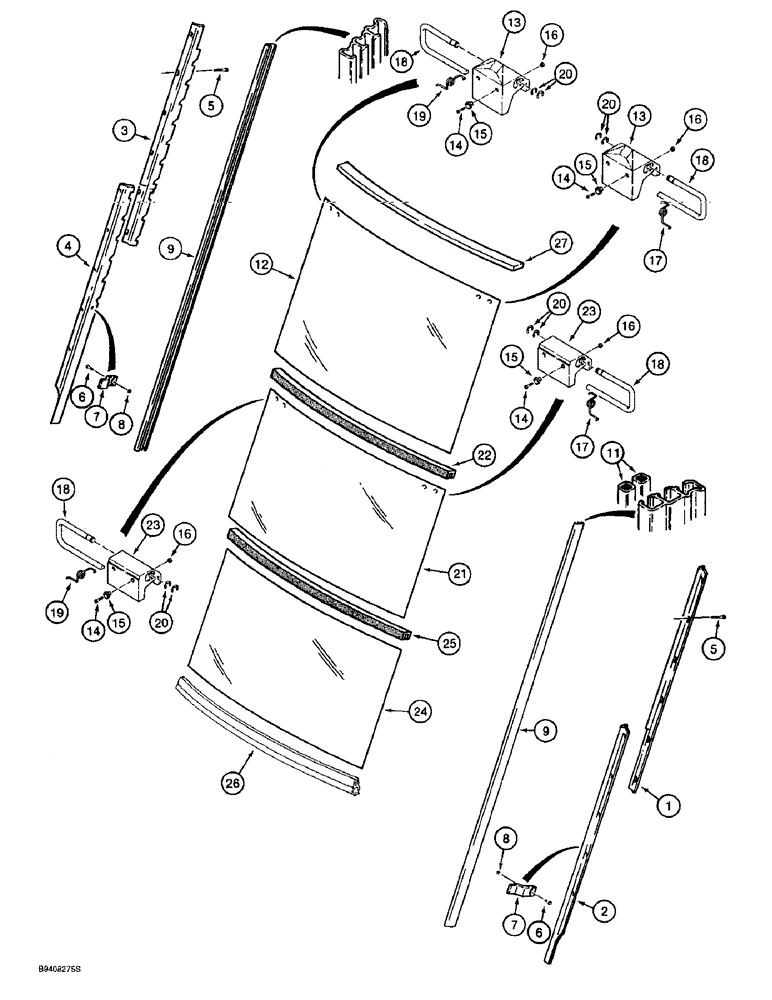 Схема запчастей Case 590L - (9-108) - CAB REAR WINDOW (09) - CHASSIS/ATTACHMENTS