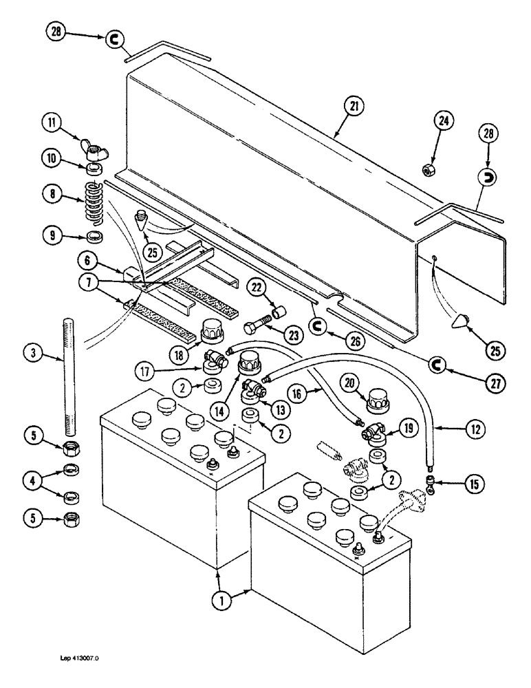 Схема запчастей Case 1088 - (4-44) - BATTERIES, BATTERY MOUNTING, AND CABLES (04) - ELECTRICAL SYSTEMS