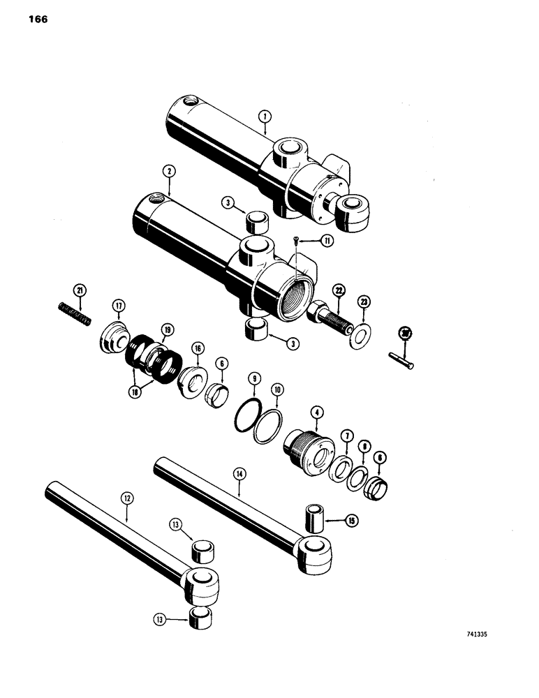 Схема запчастей Case 26S - (166) - D48996 AND D48997 SWING CYLINDERS 