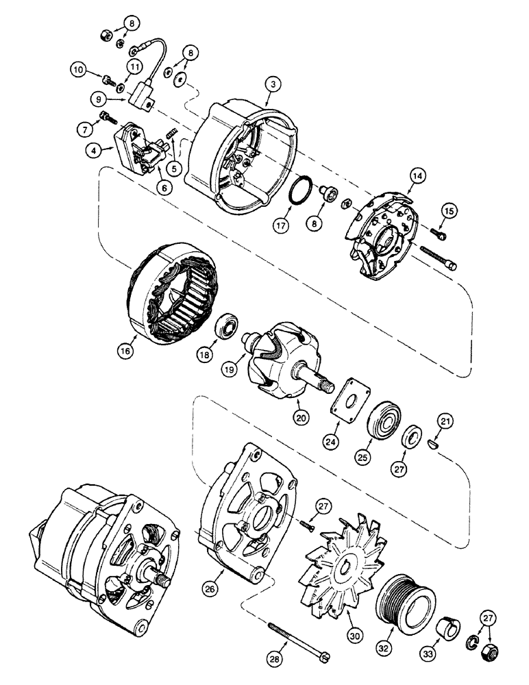 Схема запчастей Case 580SK - (4-46) - ALTERNATOR, 65A (04) - ELECTRICAL SYSTEMS