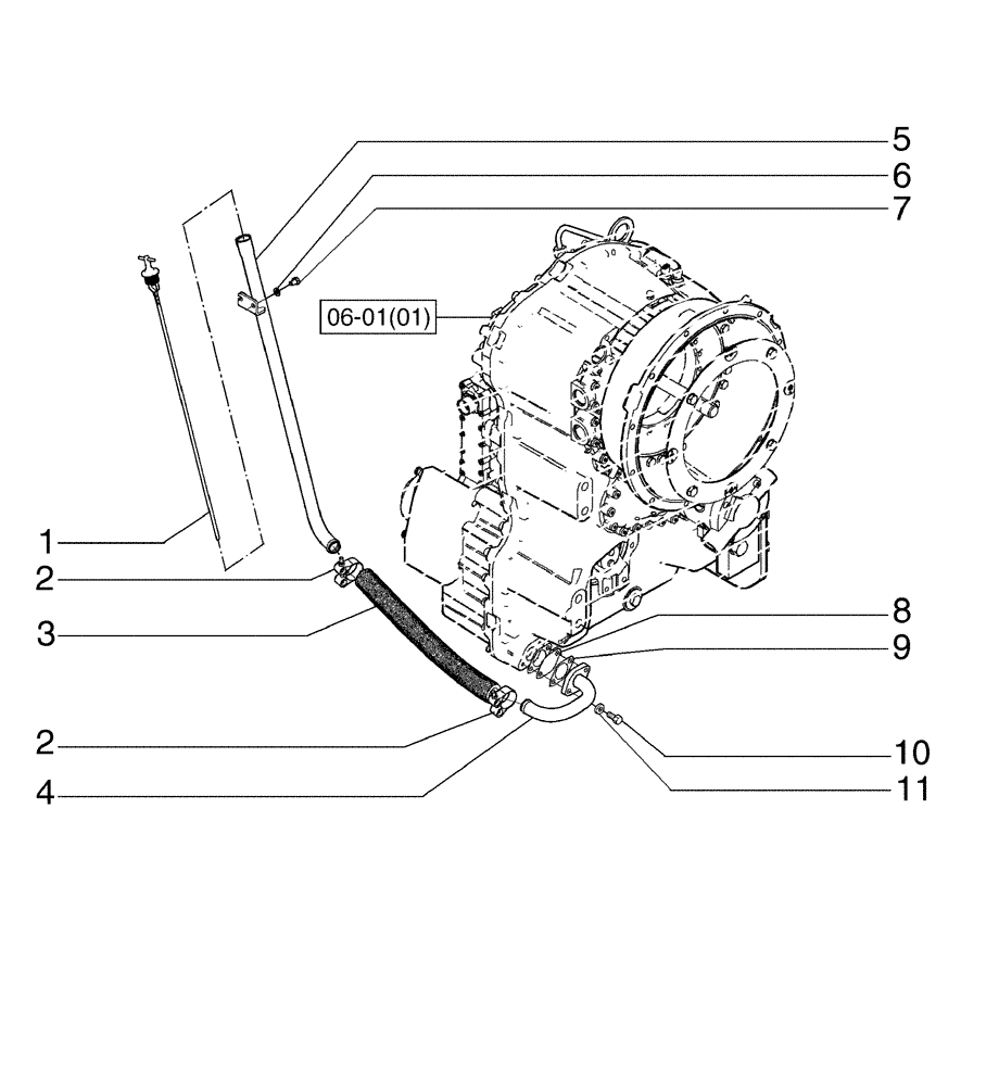 Схема запчастей Case 845B - (06-01[20]) - TRANSMISSION OIL DIPSTICK - (TORQUE CONVERTER) (06) - POWER TRAIN