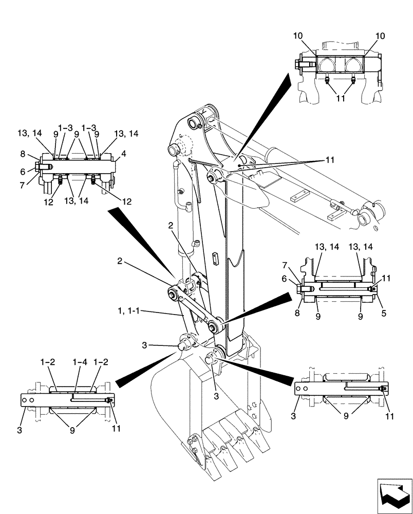 Схема запчастей Case CX31B - (03-020[00]) - ARM GROUP (84) - BOOMS, DIPPERS & BUCKETS