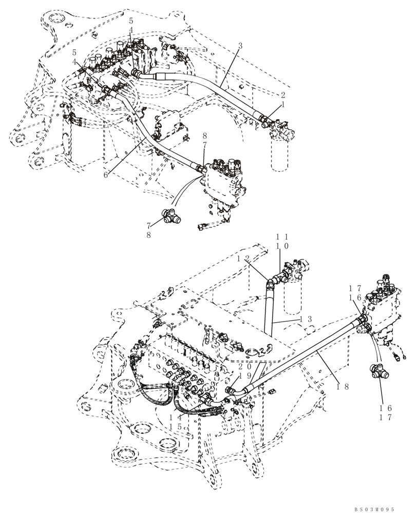 Схема запчастей Case 580SM - (08-02) - HYDRAULICS - LOADER VALVE AND FILTER TO BACKHOE VALVE (08) - HYDRAULICS