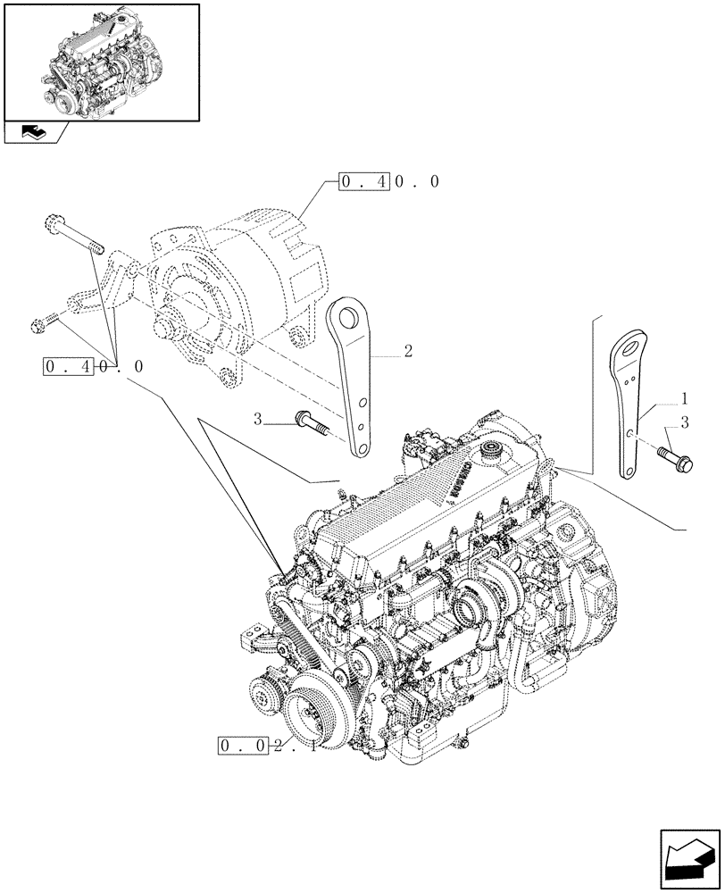 Схема запчастей Case F2CE9684H E010 - (0.45.0) - HOOKS - ENGINE (504045661) 