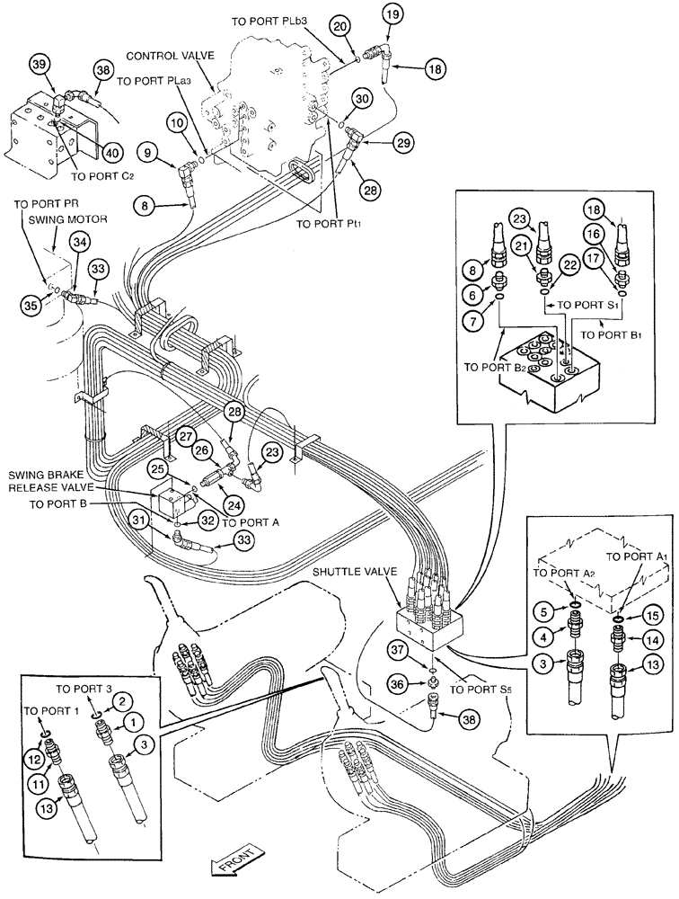 Схема запчастей Case 9050B - (8-066) - SWING CONTROL LINES,SWING-LEFT LINES (08) - HYDRAULICS