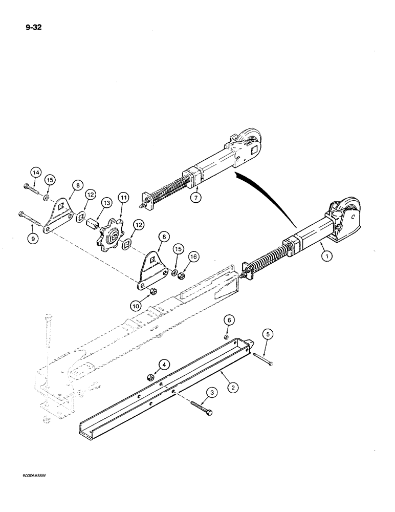 Схема запчастей Case MAXI-SNEAKER C - (9-32) - TRENCHER BOOM END AND SPROCKET MOUNTING (09) - CHASSIS/ATTACHMENTS