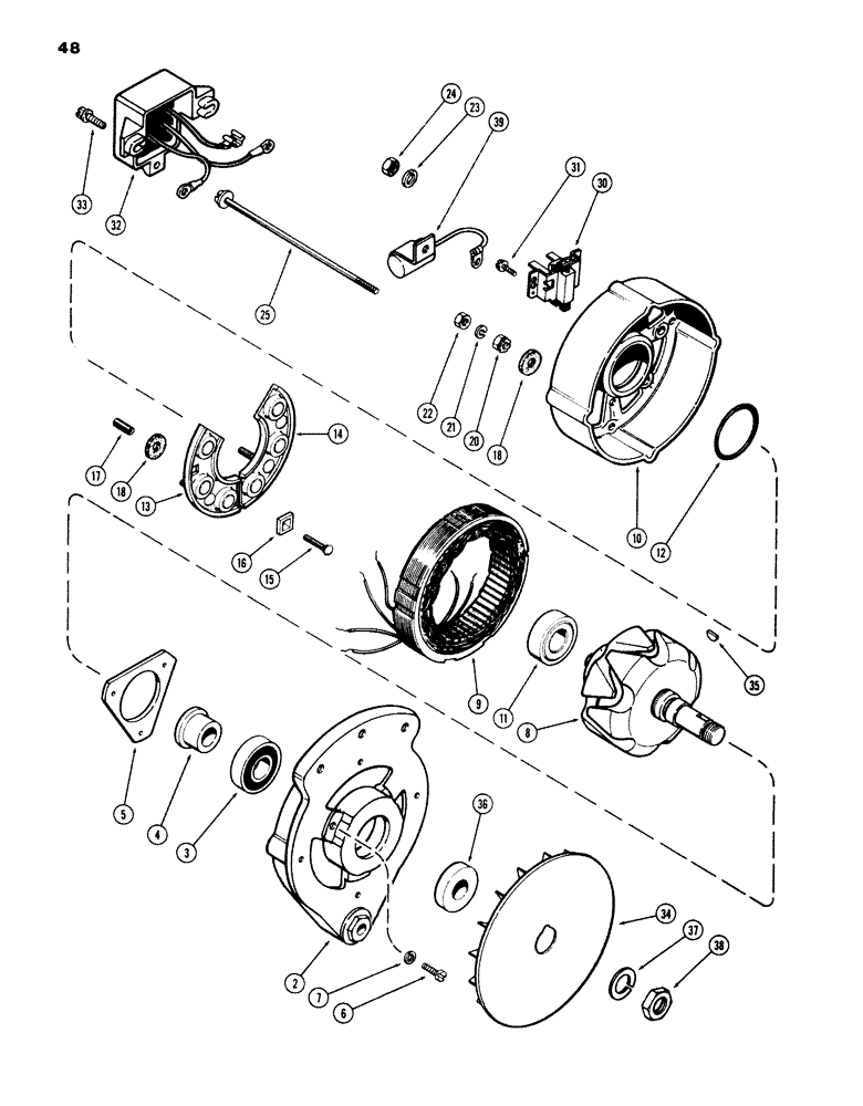 Схема запчастей Case 980B - (048) - S229619 ALTERNATOR, (504BDT DIESEL ENGINE), (USED ON UNITS PRIOR TO PIN 6204051) (06) - ELECTRICAL SYSTEMS