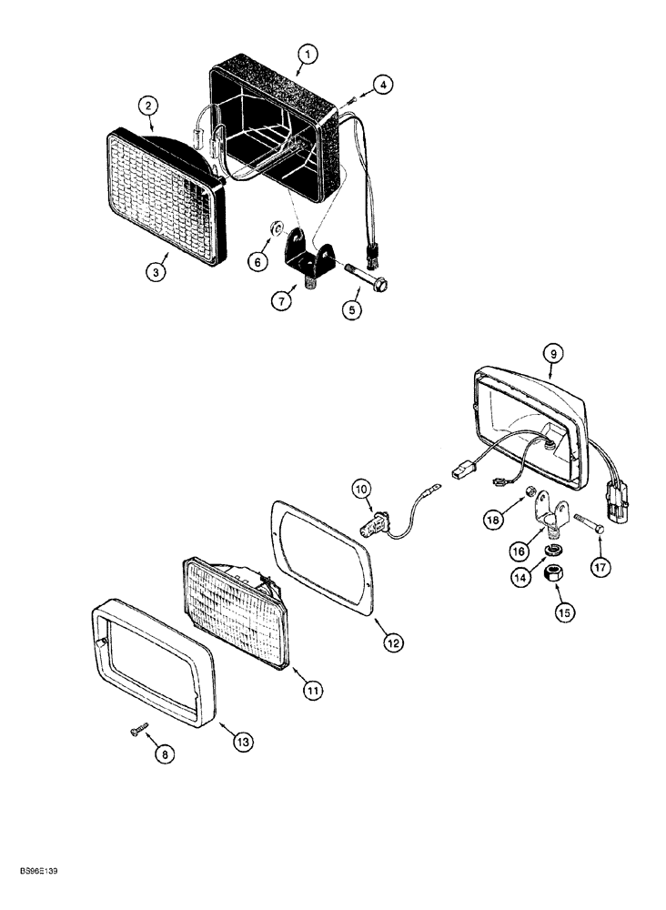 Схема запчастей Case 650G - (4-20) - LAMP ASSEMBLY - FRONT AND REAR FLOOD (04) - ELECTRICAL SYSTEMS