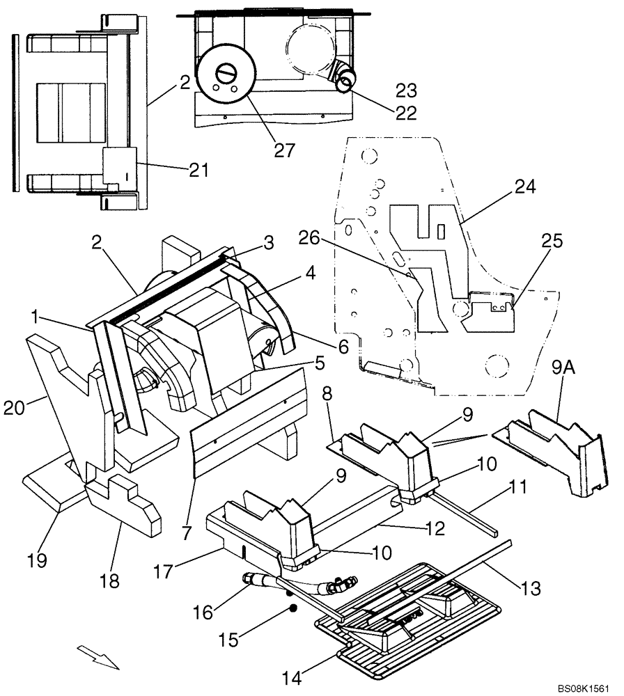 Схема запчастей Case 445 - (09-16) - NOISE CONTROL, NORTH AMERICAN; IF USED (09) - CHASSIS