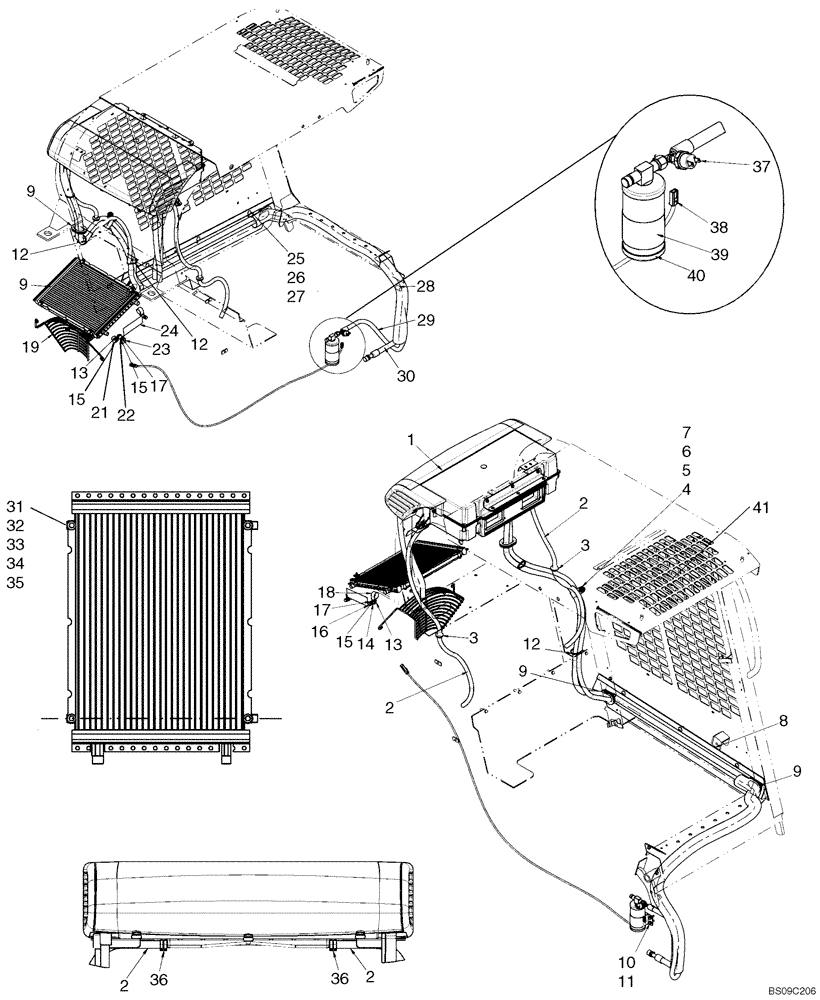 Схема запчастей Case 445 - (09-51) - AIR CONDITIONING SYSTEM (09) - CHASSIS