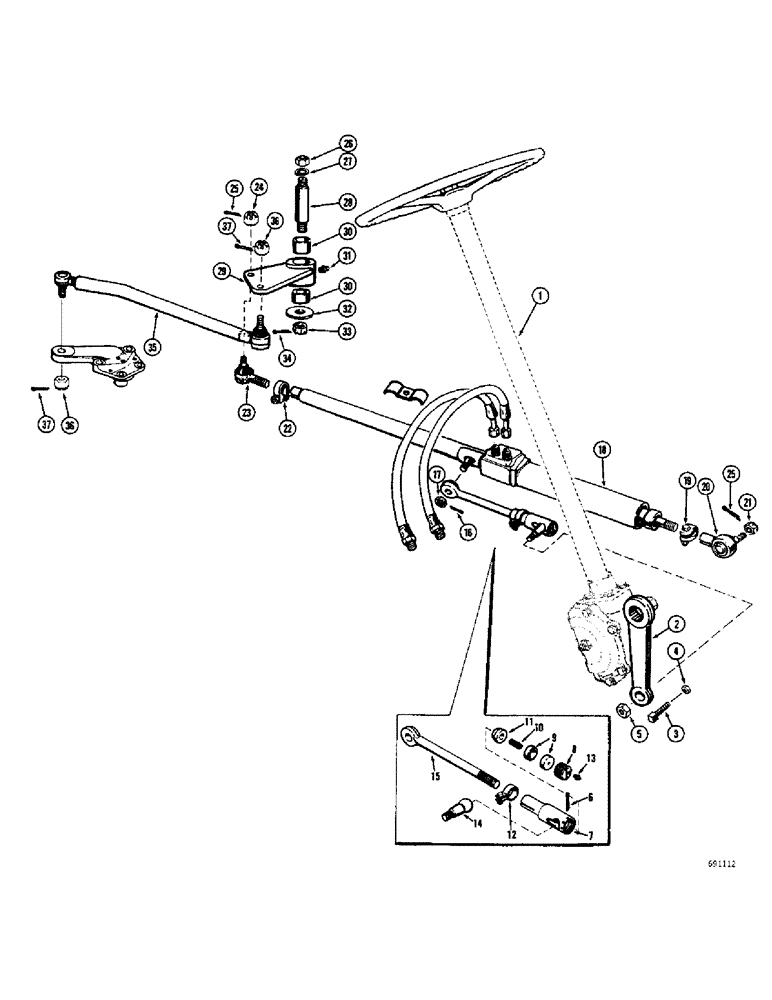 Схема запчастей Case W10B - (092) - STEERING GEAR LINKAGE (05) - STEERING