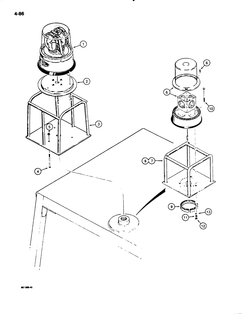 Схема запчастей Case W20C - (4-086) - ROTATING BEACON, USED ON MODELS WITH CAB (04) - ELECTRICAL SYSTEMS