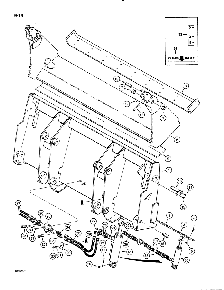 Схема запчастей Case W18B - (9-014) - L107698 AND L115659 CLAM BUCKETS (09) - CHASSIS/ATTACHMENTS