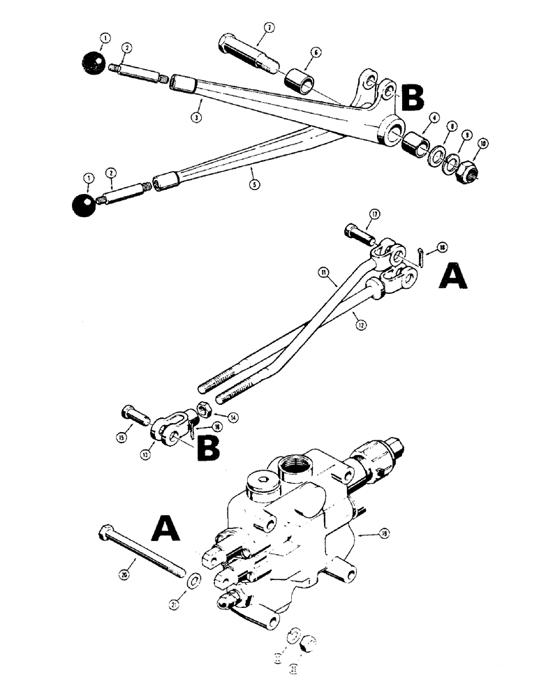 Схема запчастей Case W7E - (212) - LOADER CONTROL VALVE AND LEVERS, 2 SPOOL VALVE (08) - HYDRAULICS