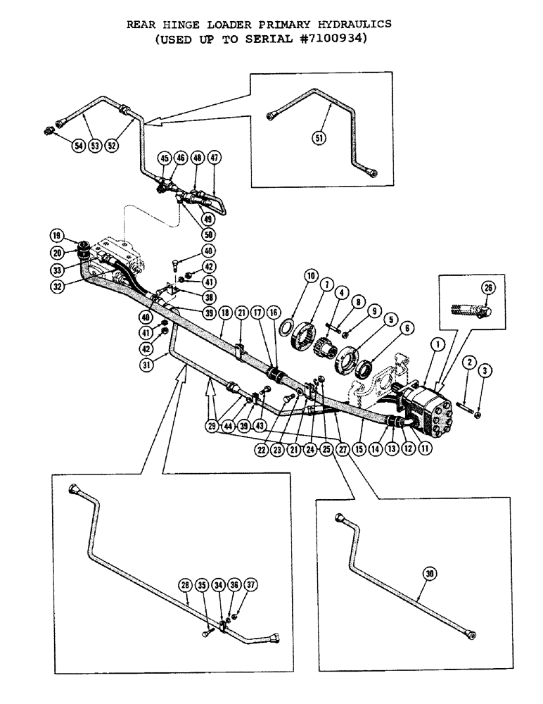 Схема запчастей Case 1000C - (216) - REAR HINGE LOADER PRIMARY HYDRAULICS, USED UP TO SERIAL NUMBER 7100934 (05) - UPPERSTRUCTURE CHASSIS