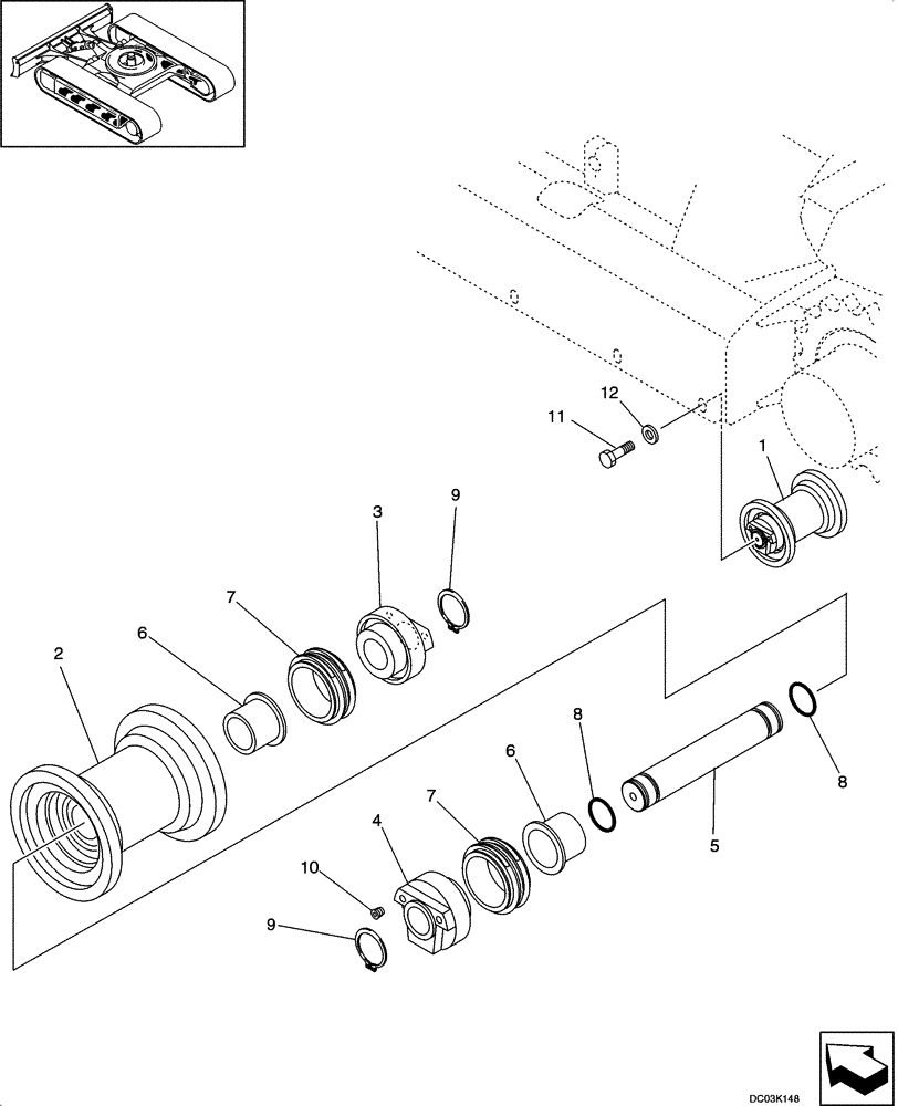 Схема запчастей Case CX47 - (05-08[00]) - TRACK - ROLLER ASSY (11) - TRACKS/STEERING