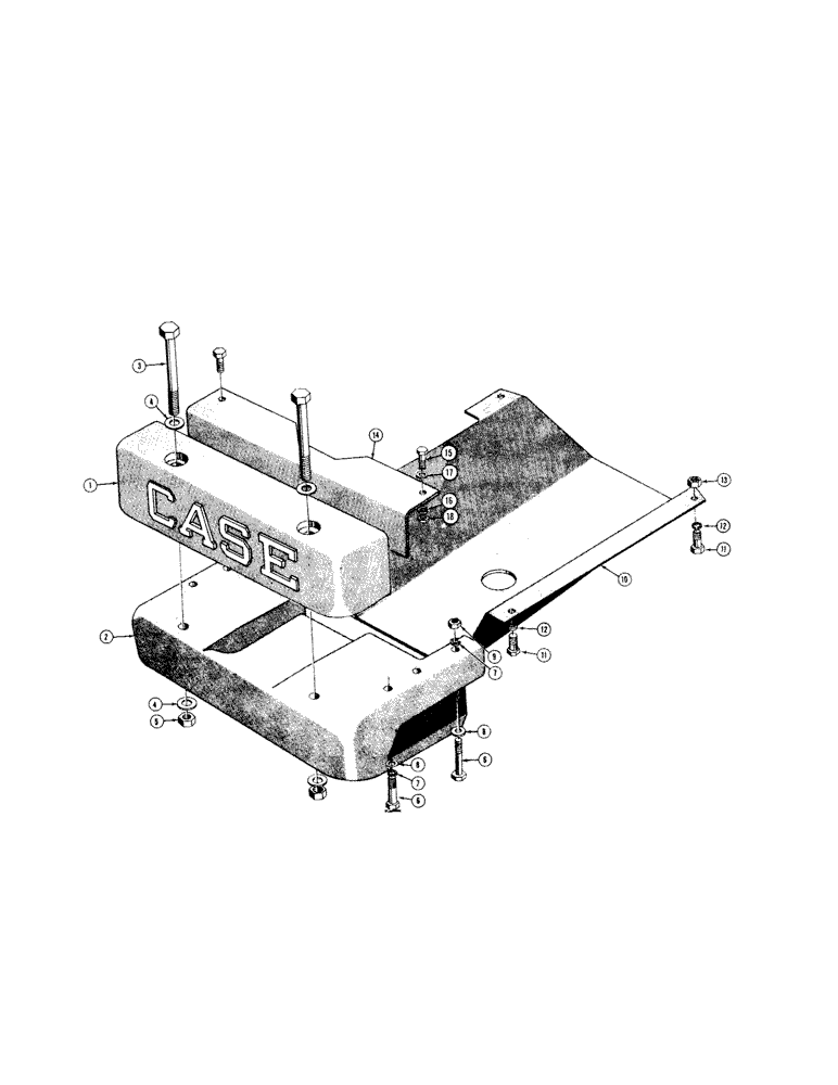 Схема запчастей Case 310 - (090[1]) - FRONT COUNTERWEIGHT, BUMPER, AND SPECIAL CRANKCASE (05) - UPPERSTRUCTURE CHASSIS