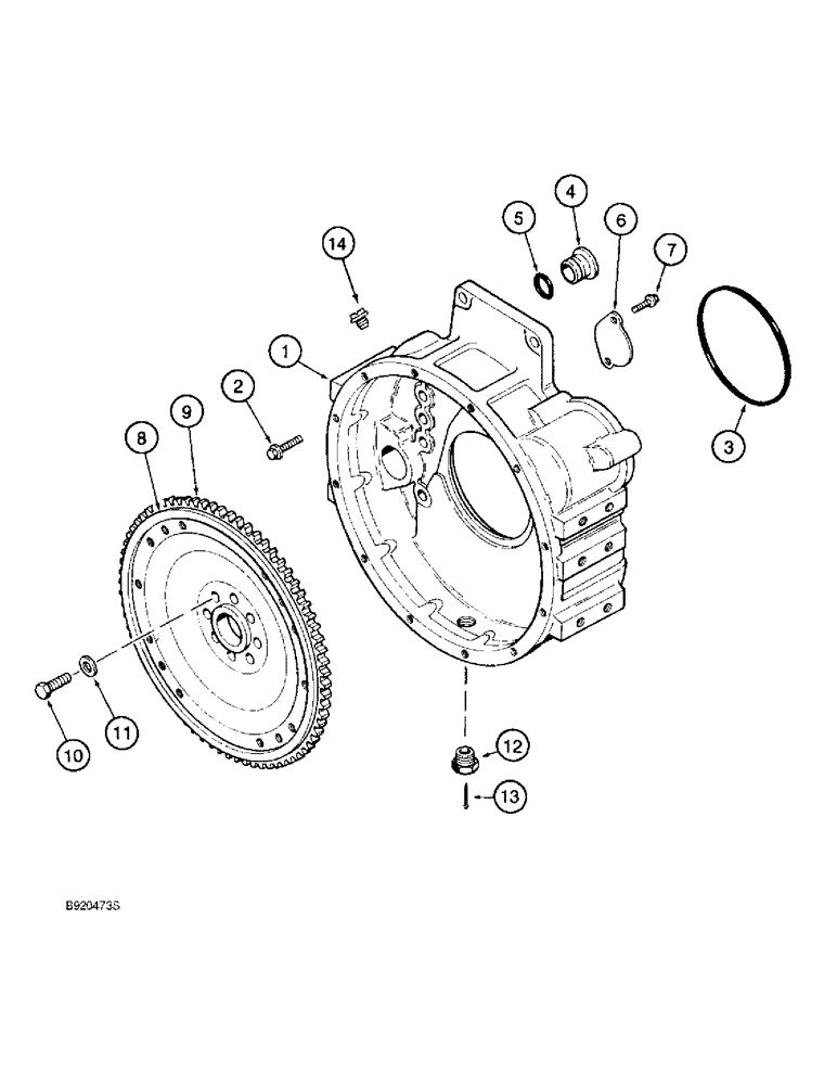 Схема запчастей Case 1155E - (2-092) - FLYWHEEL AND HOUSING, 6-830 ENGINE, 6T-830 ENGINE (02) - ENGINE