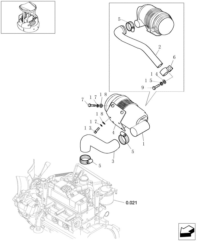 Схема запчастей Case CX22B - (0.001[01]) - AIR CLEANER (10) - ENGINE