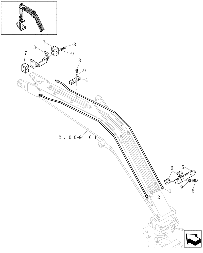 Схема запчастей Case CX31B - (2.000[05]) - HYD LINES BOOM - N&B (35) - HYDRAULIC SYSTEMS