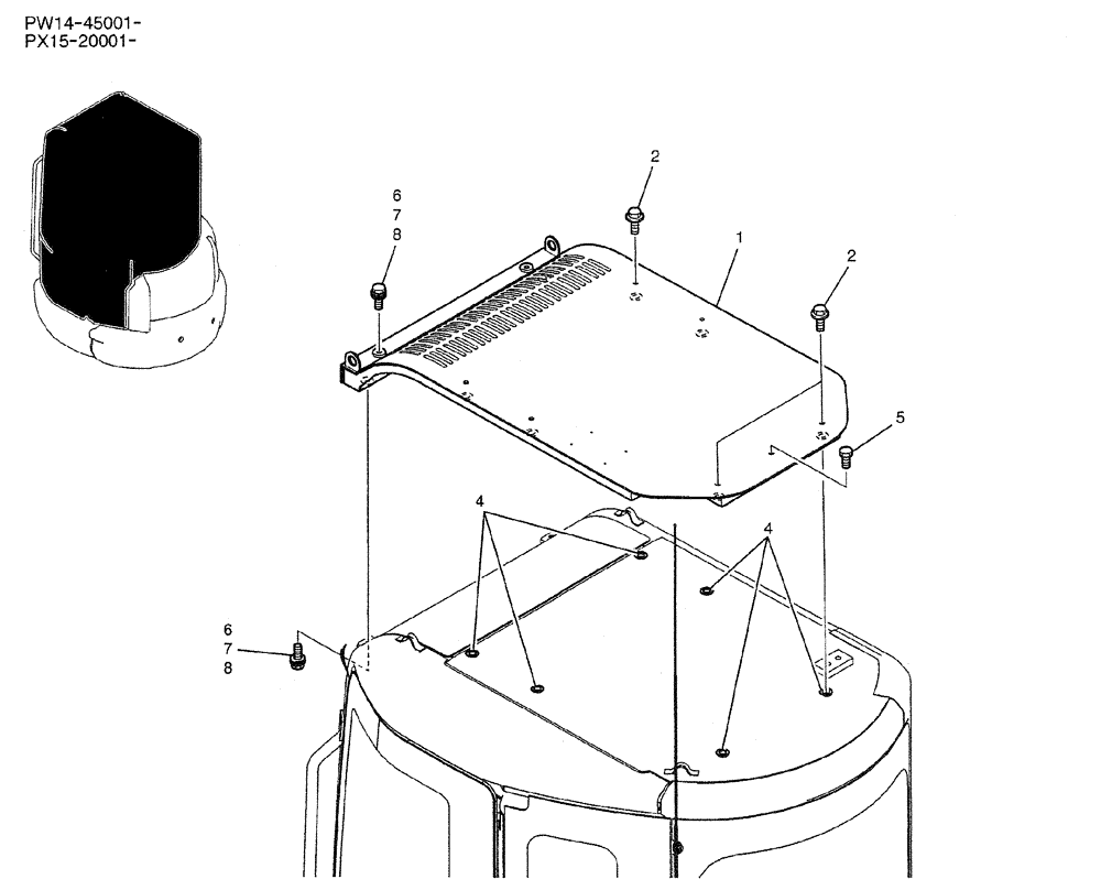 Схема запчастей Case CX31B - (01-049) - GUARD ASSY, HEAD (90) - PLATFORM, CAB, BODYWORK AND DECALS