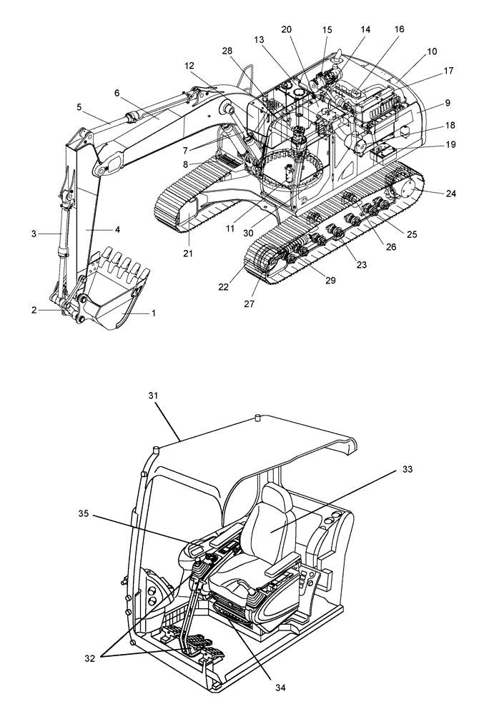 Схема запчастей Case CX210C NLC - (00.000.00) - PICTORIAL INDEX - MAIN SECTIONS (00) - GENERAL & PICTORIAL INDEX