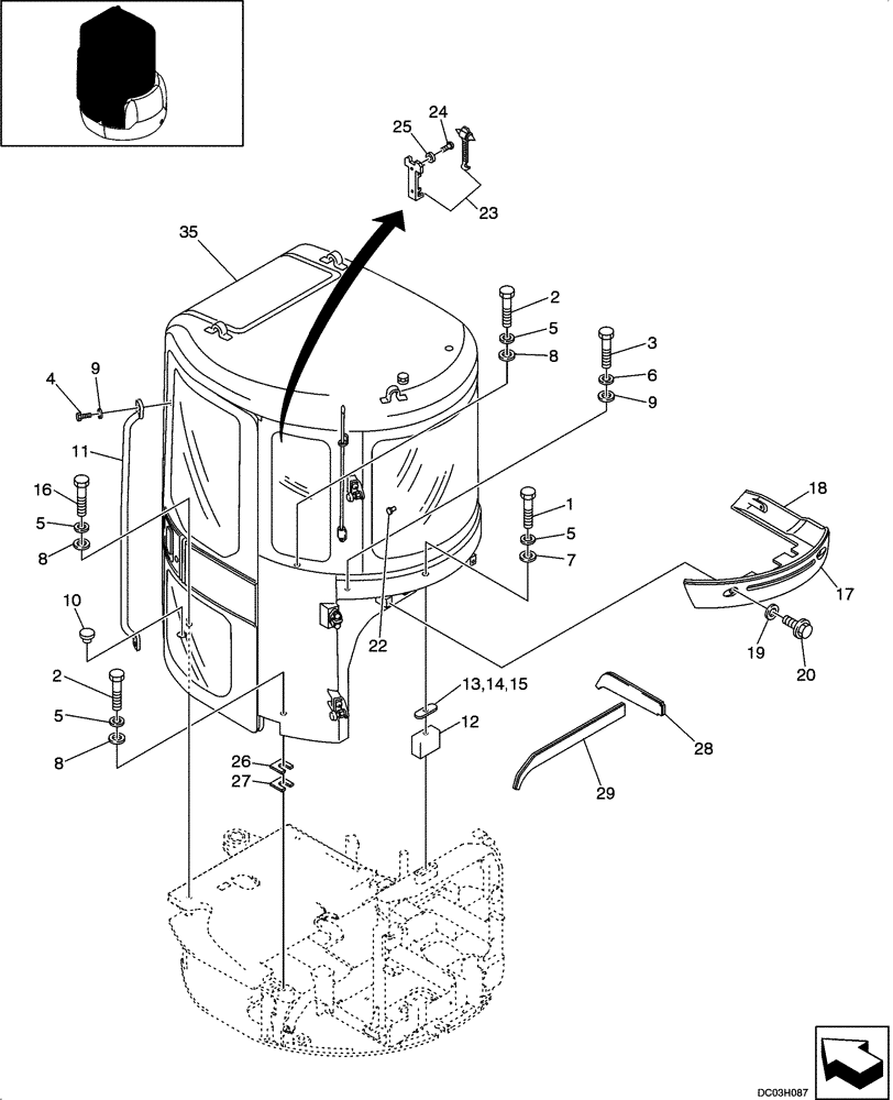 Схема запчастей Case CX25 - (09-20[00]) - CAB MOUNTING (09) - CHASSIS/ATTACHMENTS