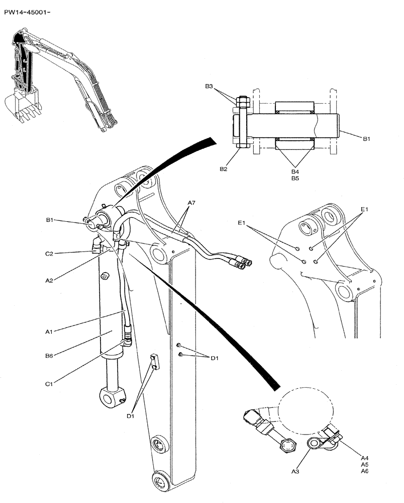 Схема запчастей Case CX31B - (03-009) - HYD LINES ARM 1.18M (3FT 10IN) (35) - HYDRAULIC SYSTEMS