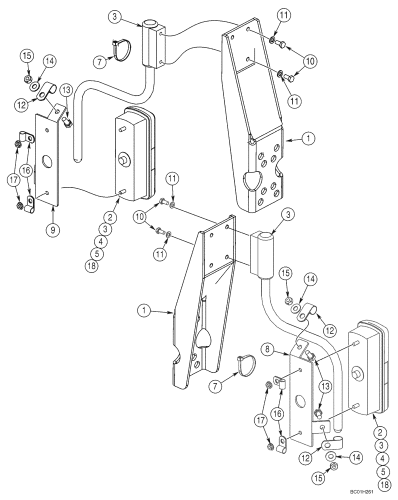 Схема запчастей Case 90XT - (04-23) - MOUNTING - LAMP ASSY, COMBINATION, FRONT (04) - ELECTRICAL SYSTEMS