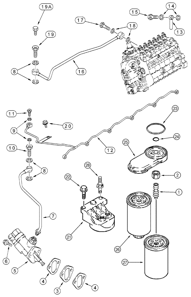 Схема запчастей Case 1150H - (03-08) - FUEL FILTER - PUMP, TRANSFER (03) - FUEL SYSTEM