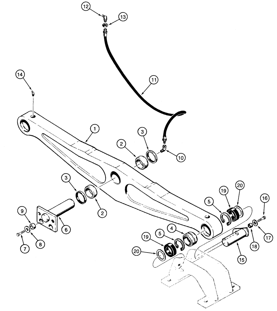 Схема запчастей Case 1150H - (05-12) - SUSPENSION SYSTEM - EQUALIZER BEAM (11) - TRACKS/STEERING