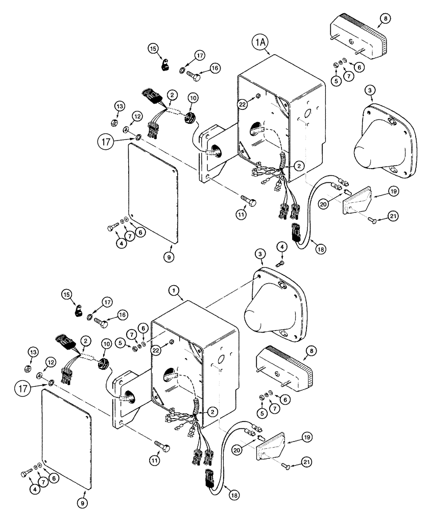 Схема запчастей Case 821C - (04-23) - MOUNTING LAMP, FRONT (04) - ELECTRICAL SYSTEMS