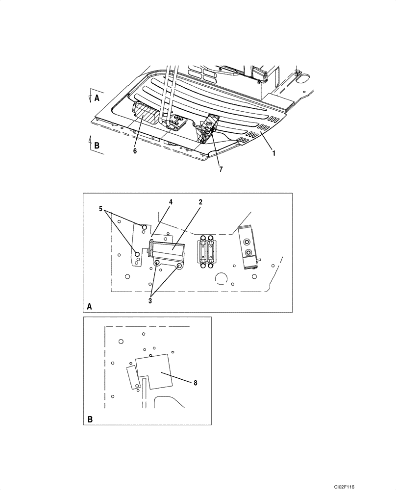 Схема запчастей Case CX75SR - (09-16) - MAT, FLOOR - OPERATORS COMPARTMENT, MODELS WITH OFFSET BOOM (09) - CHASSIS/ATTACHMENTS