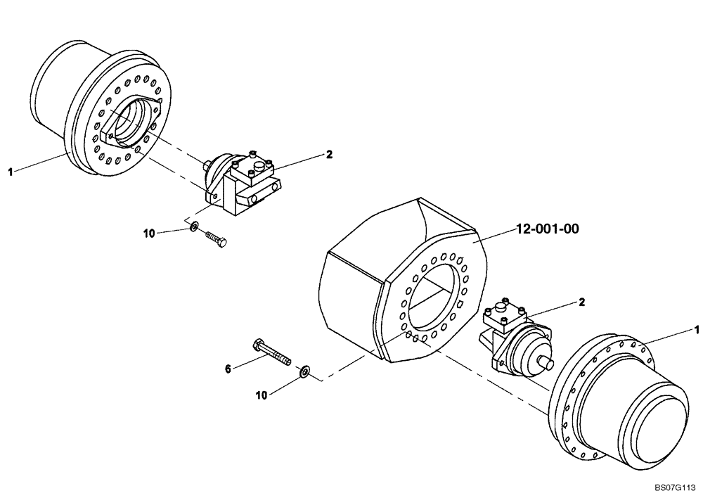 Схема запчастей Case SV208 - (07-002-01[01]) - DRIVE OF REAR WHEELS (GROUP 98) (ND109308) (06) - POWER TRAIN