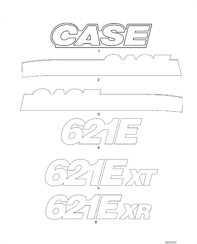 Схема запчастей Case 621E - (09-89) - DECALS - MODEL (09) - CHASSIS