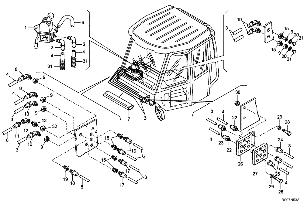 Схема запчастей Case 327B - (49A00000988[001]) - PNEUMATICS, CAB (87536027) (09) - Implement / Hydraulics / Frame / Brakes