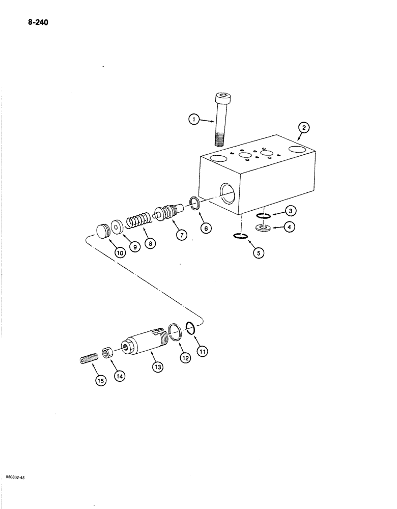 Схема запчастей Case 170B - (8-240) - ATTACHMENT CONTROL VALVE, CIRCUIT RELIEF VALVES, P.I.N. 74341 THRU 74456 (08) - HYDRAULICS