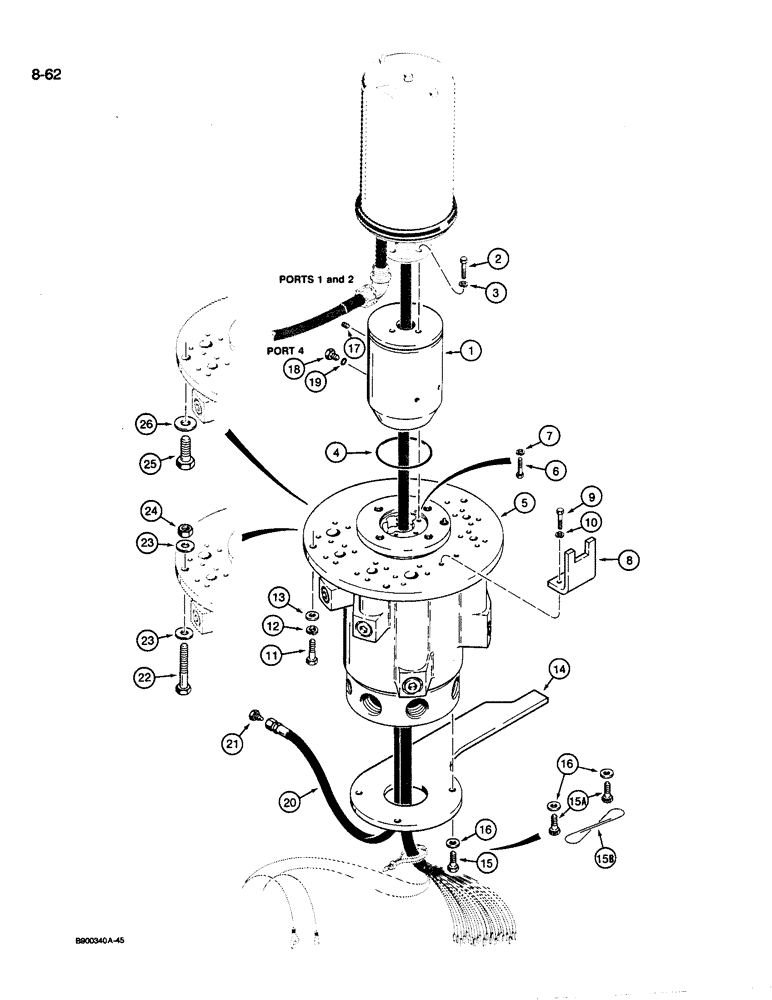 Схема запчастей Case 1085C - (8-062) - UPPER AND LOWER HYDRAULIC SWIVEL MOUNTING (08) - HYDRAULICS