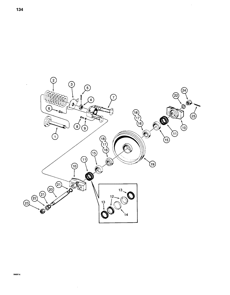 Схема запчастей Case 880C - (134) - TRACK ADJUSTER AND IDLER, STANDARD 6-ROLLER TRACK (04) - UNDERCARRIAGE