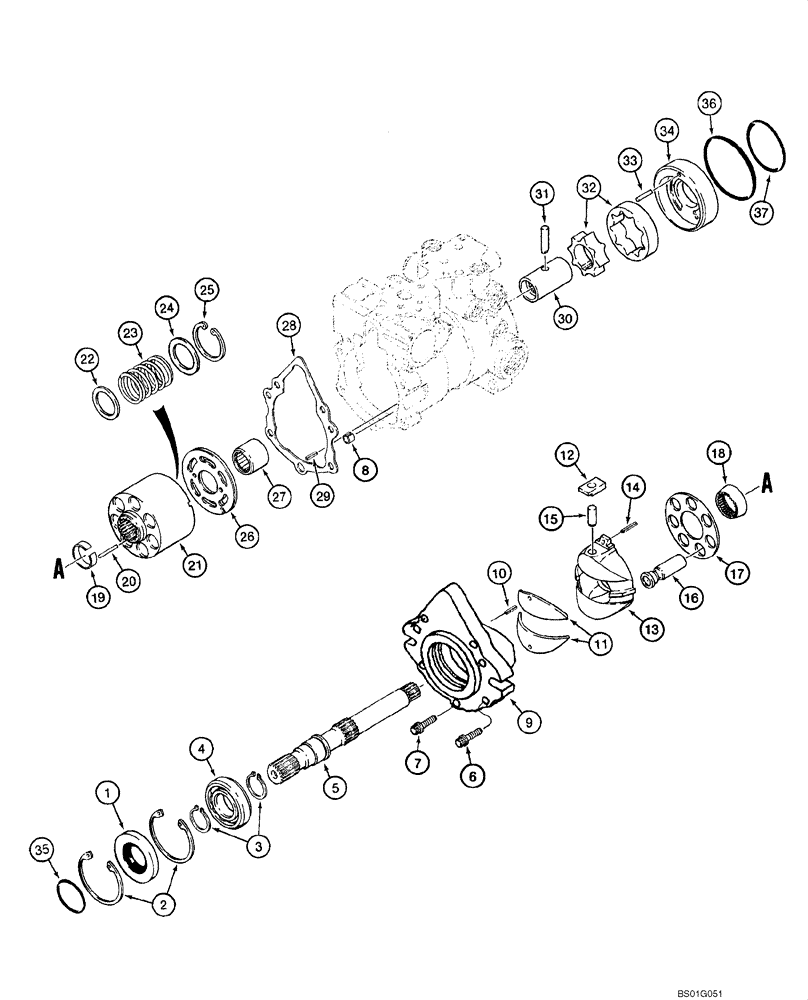 Схема запчастей Case 40XT - (06-13) - PUMP, TANDEM (REAR) 404281A1 (06) - POWER TRAIN