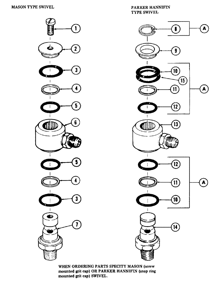 Схема запчастей Case 40 - (164) - INNER SWIVEL, (USED WITH TRACK BRAKE AND HI-LOW RANGE SHIFT) (35) - HYDRAULIC SYSTEMS