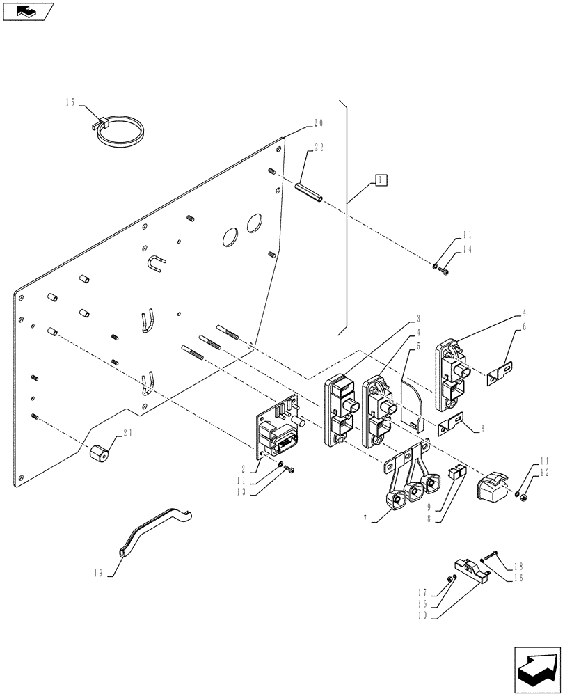 Схема запчастей Case 721F - (55.100.DO[01]) - HARNESS, RIGHT CONSOLE FUSE AND RELAY MOUNTING (55) - ELECTRICAL SYSTEMS