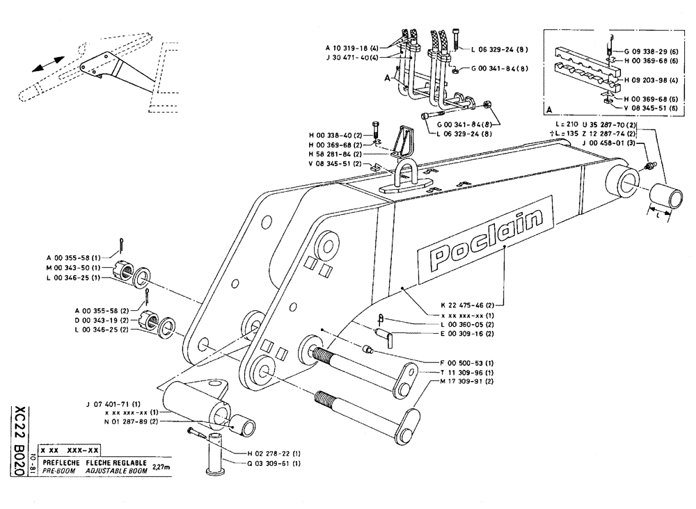 Схема запчастей Case 75C - (XC22 B02.0) - PRE-BOOM ADJUSTABLE BOOM - 2,27 M (09) - BOOMS